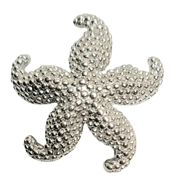 14k White Gold Starfish Brooch Pin, 3 Grams, KX1